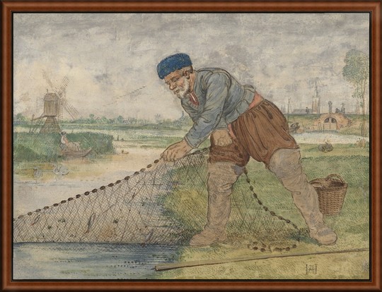 Fisherman Hauling in his Net by Avercamp